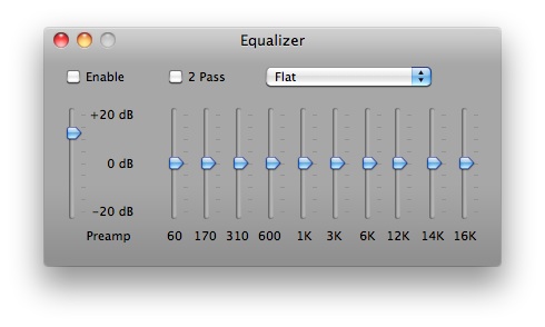 Equalizer dialogue box as it appears in macOS
