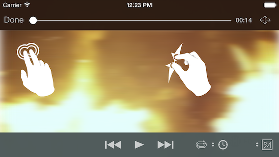VLC for iOS play/pause, close playback gestures