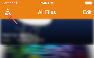 Location of the Cone menu in VLC for iOS
